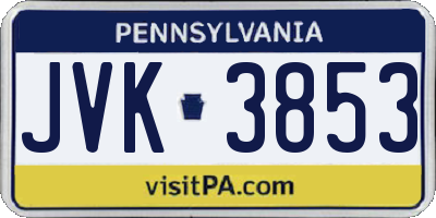 PA license plate JVK3853