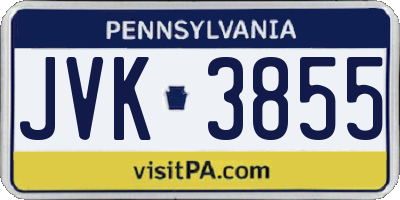 PA license plate JVK3855