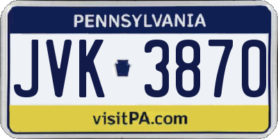 PA license plate JVK3870