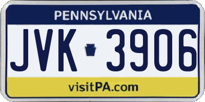 PA license plate JVK3906