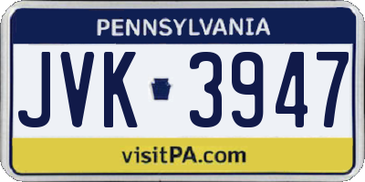 PA license plate JVK3947