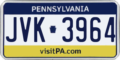 PA license plate JVK3964