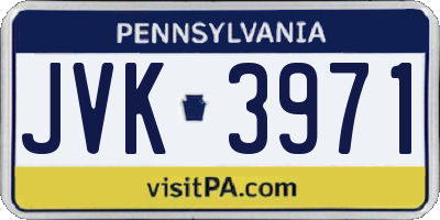 PA license plate JVK3971