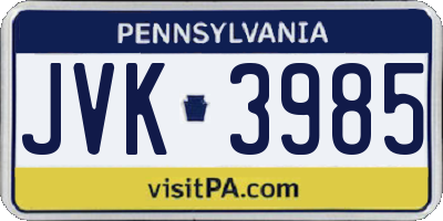 PA license plate JVK3985