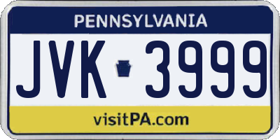PA license plate JVK3999