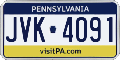 PA license plate JVK4091