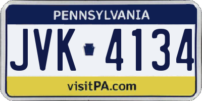 PA license plate JVK4134