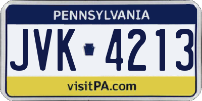 PA license plate JVK4213