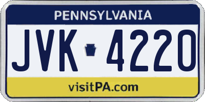 PA license plate JVK4220