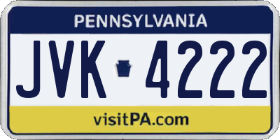 PA license plate JVK4222