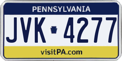 PA license plate JVK4277