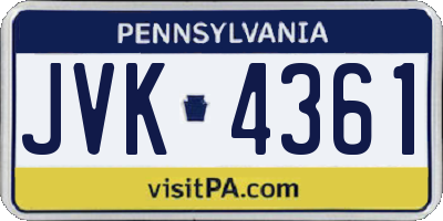 PA license plate JVK4361