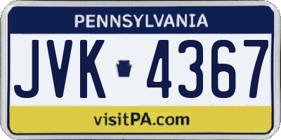 PA license plate JVK4367