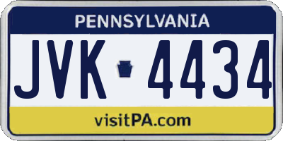 PA license plate JVK4434