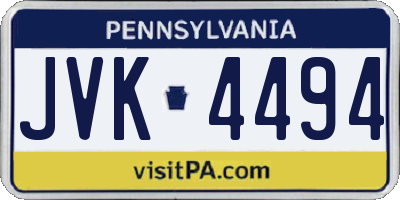 PA license plate JVK4494