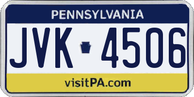 PA license plate JVK4506