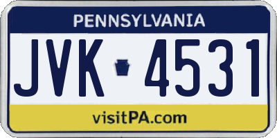 PA license plate JVK4531