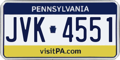 PA license plate JVK4551