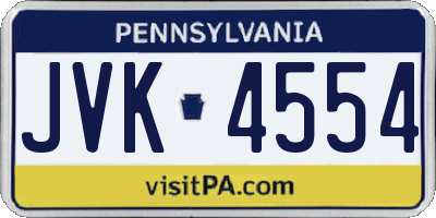 PA license plate JVK4554