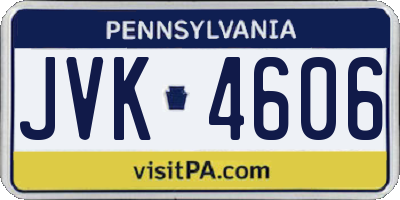 PA license plate JVK4606