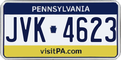 PA license plate JVK4623