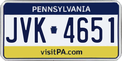 PA license plate JVK4651