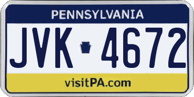 PA license plate JVK4672