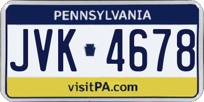 PA license plate JVK4678