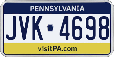 PA license plate JVK4698