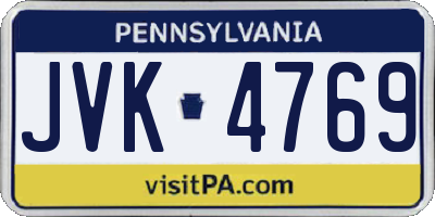 PA license plate JVK4769