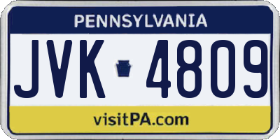 PA license plate JVK4809
