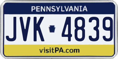 PA license plate JVK4839