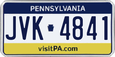 PA license plate JVK4841