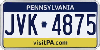PA license plate JVK4875