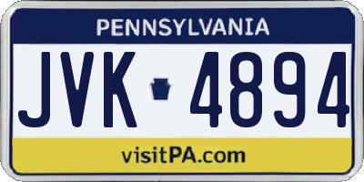 PA license plate JVK4894