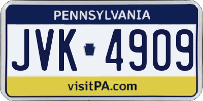 PA license plate JVK4909