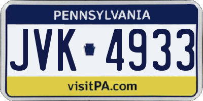 PA license plate JVK4933