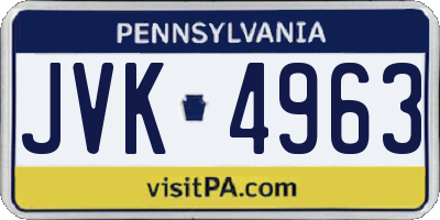PA license plate JVK4963