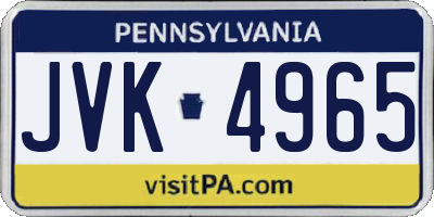 PA license plate JVK4965