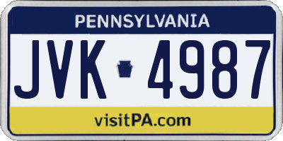 PA license plate JVK4987