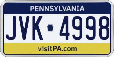 PA license plate JVK4998