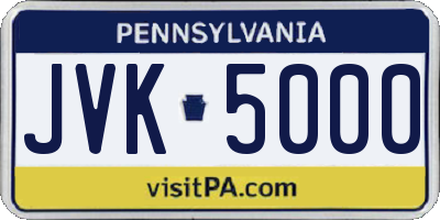 PA license plate JVK5000