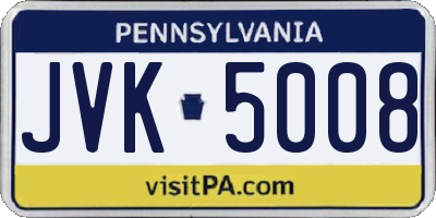 PA license plate JVK5008