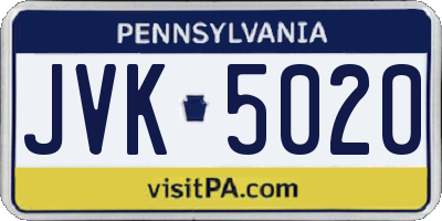 PA license plate JVK5020