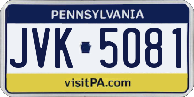 PA license plate JVK5081