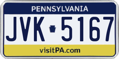 PA license plate JVK5167