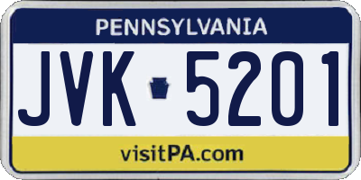 PA license plate JVK5201