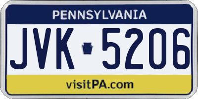 PA license plate JVK5206