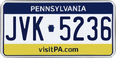 PA license plate JVK5236