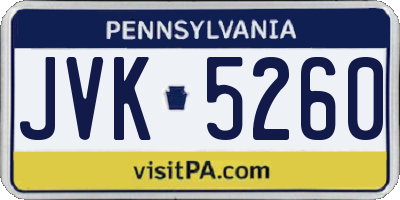 PA license plate JVK5260
